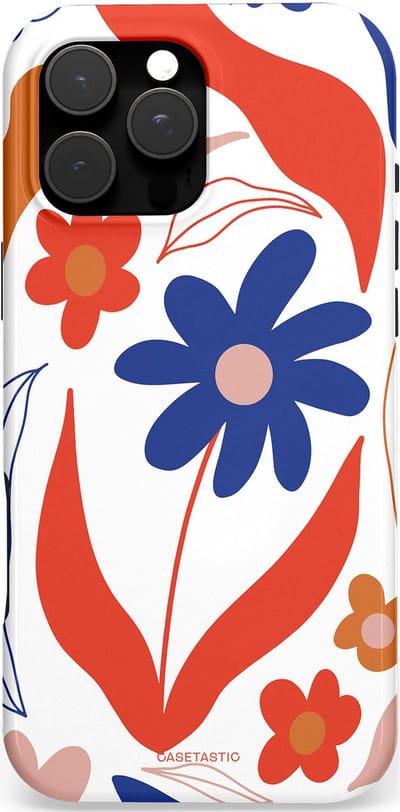 Casetastic hoesje geschikt voor Apple iPhone 16 Pro Max - MagSafe - Dubbellaagse bescherming - Kleuren in bloei - Fashion Case - Wit Rood Perzik Donkerblauw