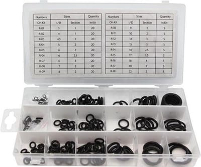 Toolland Assortiment nitrilrubber O-ringen, 225-delig, metrisch, verschillende maten, zwart