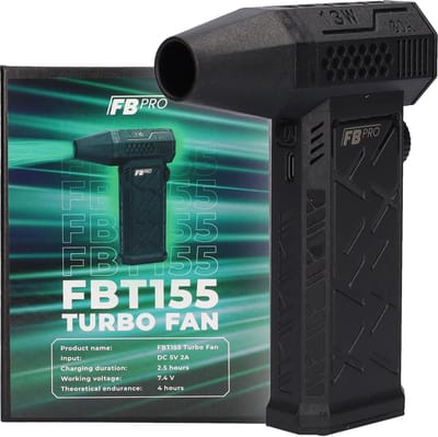 FBT155 - Turbo fan met draaiknop - 155g stuwkracht - Air duster - Turbo jet fan - Luchtpistool - Luchtblazer - Met magnetisch opzetstuk - Verschillende standen - 13 Watt - 30A - 7.4V - USB-C oplaadbaar - Compact formaat - Voor reiniging - BBQ blazer