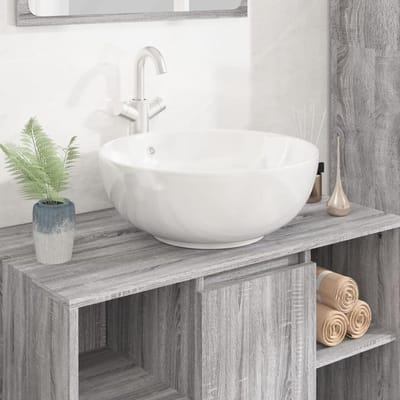 Wastafel Keramisch - Badkamer Spoelbak - Kleine Ruimtes - Rond Design - 44x17 cm - Wit