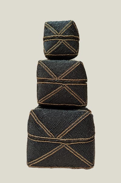 DUA Opbergdoos - Zwarte Balinese Offermand set van 3
