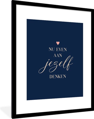 Fotolijst incl. Poster - Get well soon - Quotes - Hartjes - Denken - 60x80 cm - Posterlijst