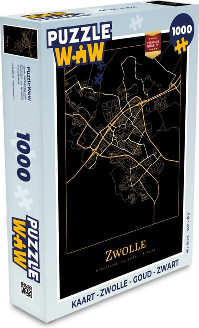 Puzzel Kaart - Zwolle - Goud - Zwart - Legpuzzel - Puzzel 1000 stukjes volwassenen