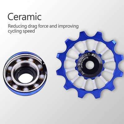 MEIJUN Keramisch Lager Aluminiumlegering Fiets Achterderailleur Katrol Geleidewiel (Blauw) gray