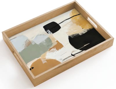 Dienblad hout 40x30 cm - Schootdienblad - Paint - Abstract - Kleuren - Borrelplank rechthoek - Plateau dienbladen