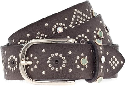 b.belt Leren Riem Mea Gold Belt W80 Anthracite Grijs