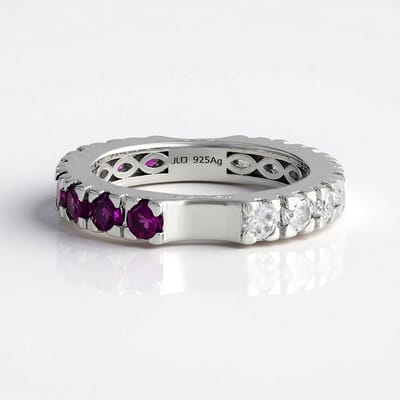 Cavill - Zilveren Ring met 8 Rhodolieten 0,918 ct en 8 Zirkonia 1,08 ct - 925 Sterlingzilver Gerhodineerd - Elegante Damesring Maat 17-20