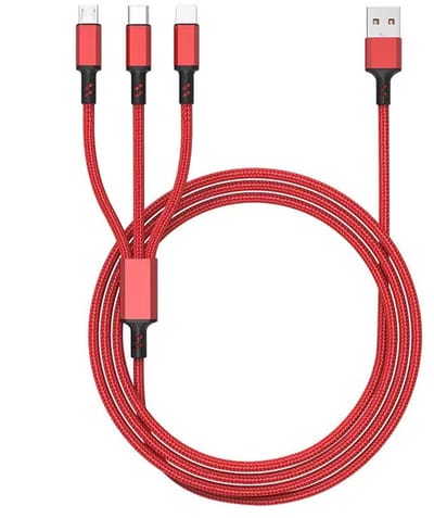 Oneay 1 stuk - Multifunctionele oplaadkabel, 3-in-1 multifunctionele USB-oplaadkabel, nylon gevlochten oplaadkabel, geschikt voor de meeste mobiele telefoons/iPhones/tablets
