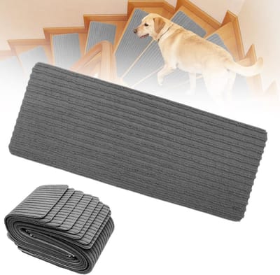 Set van 15 Zelfklevende Trapmatten voor Binnen - Antislip, Verstelbaar en Herbruikbaar voor Huisdieren, Senioren en Kinderen (Donkergrijs)