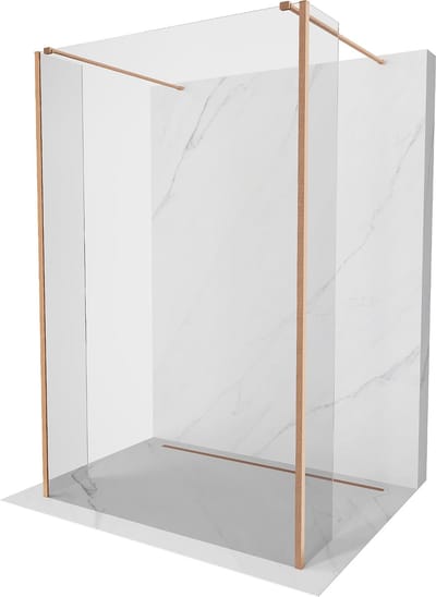 Mexen Kioto vrijstaande douchewand 105 x 30 x 30 , transparant, geborsteld koper - 800-105-030-222-65-00-030