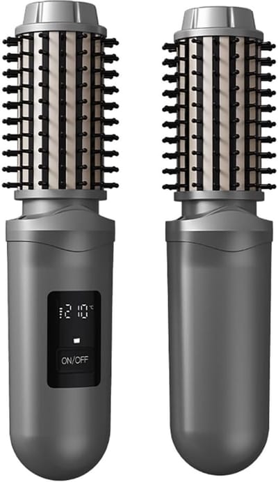 Draadloze krulborstel, draagbare mini-krulborstel voor op reis, geschikt voor vrouwen, 2600mAh USB oplaadbare krulborstel met negatieve ionen, zwart.