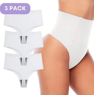 Naadloze High waist string voor Dames - Licht corrigerende string - Wit - Maat M - Set van 3 - Ultrazacht - Naadloos ondergoed dames - Seamless ondergoed dames - Invisible string
