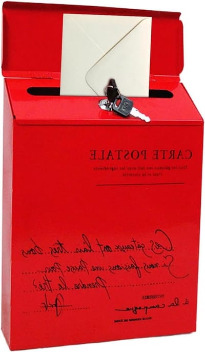 Wandmontage brievenbus - Decoratieve postbak - Post ontvangen - Afsluitbaar met sleutel - 30x23x6 cm - Rood
