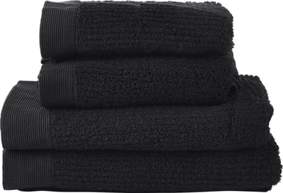Zone Denmark Classic Handdoeken set - Set van 4 - Hoge Absorptie - 100% katoen - 600 g/m2 - 50 x 100 & 70 x 140 cm - Zwart