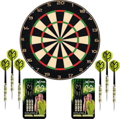 Dragon Darts Plain Dartbord Set - met 6 Michael van Gerwen Dartpijlen - Gold Edition