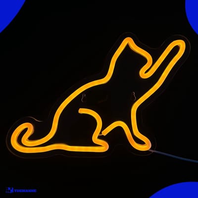 Neon Lamp - Kat Oranje - Dimbaar - Incl. Ophanghaakjes - Neon Sign - Neon Verlichting - Neon Led Lamp - Wandlamp