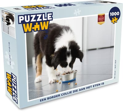 Puzzel Een border collie die aan het eten is - Legpuzzel - Puzzel 1000 stukjes volwassenen