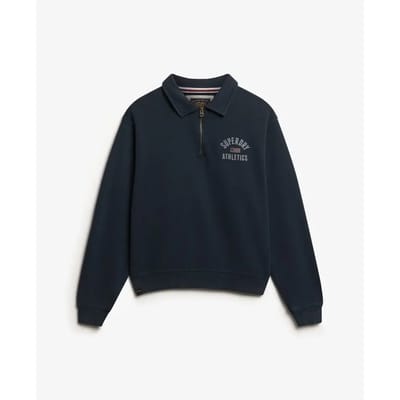 Superdry Athletic Collared Halve Rits Trui Blauw Grootte: 42