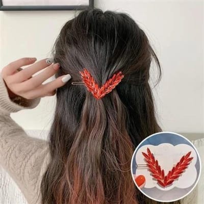 Pince à Cheveux en Cristal Brillant de Luxe pour Femmes Épingles à Cheveux à Boucle en Forme de V Accessoires pour Cheveux de Filles Coiffure Ornements de Mode Cadeau rouge