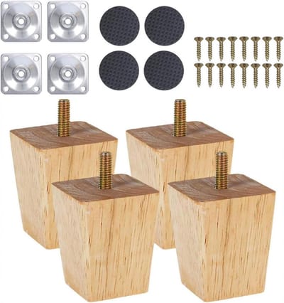 Set van 4 Massief Houten Meubelpoten voor Kast en Tafel, 8 cm Hoog
