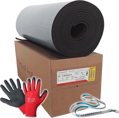 Zelfklevende Rubberschuim Plaat Isolatie 13mm - Set met Werkhandschoenen en Sleutelkoord