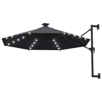 vidaXL - Wandparasol - met - LED's - 300 - cm - antracietkleurig