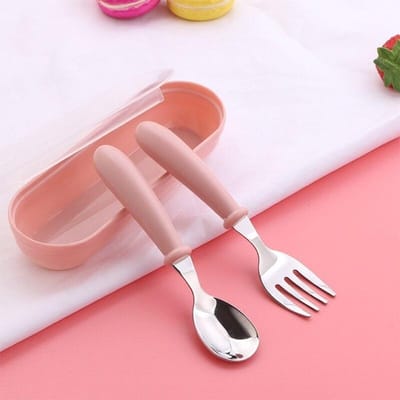 3 stuks kinderen lepel vorken doos kinderen roestvrij staal kinderen bestek draagbare babyvoeding gebruiksvoorwerpen baby lepels baby servies set