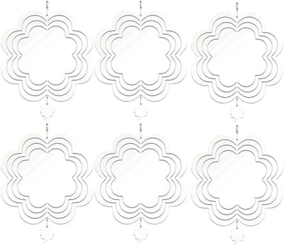 Wind Spinners Set - Tuindecoratie Draaiers - Buiten Decoratie - Set van Zes - 20cm Diameter - Wit