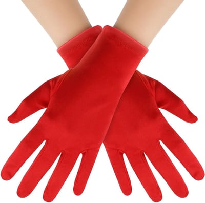 Korte satijnen vingerhandschoenen voor dames - Rekbare bruids- en danshandschoenen in wit voor feesten en bruiloften