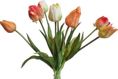 Viv! Home Luxuries - Tulpenboeket - 9 stuks - kunststof bloem - 40cm - perzik wit
