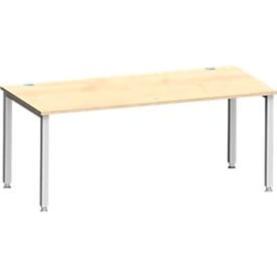 Bureau MODENA FLEX, rechthoekig, 4-poots vierkante buis, B 1800 x D 800 x H 720-820 mm, ahorn/wit aluminium