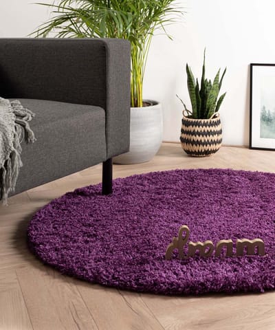 Rond hoogpolig vloerkleed - Cozy Shaggy paars 160
