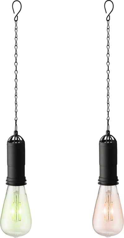 Set van 2x stuks groene en roze solar tuinverlichting hanglampen kunststof 20 cm