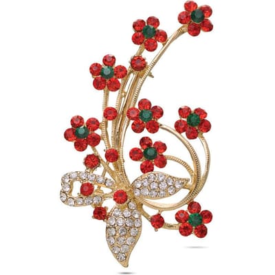 Rode Strass Pruim Broche Mode Dubbel Doel Corsage Kleding Accessoires beige