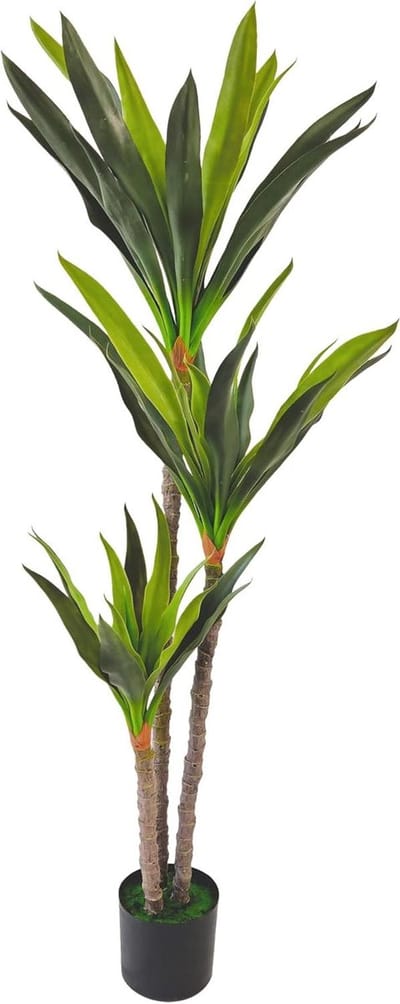 Kunstplant Dracaena - Decoratieve plant - Woonkamer decoratie - Drie stammen - 150 cm - Groen