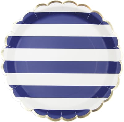 PARTYPRO - 8 Festoen-kartonnen borden maritieme stijl 23 cm met gouden rand