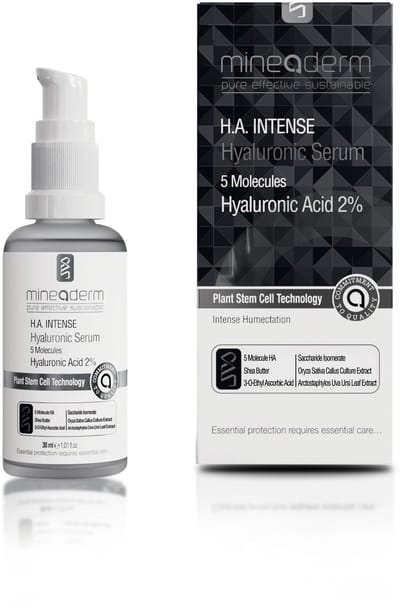 Mineaderm Hyaluron Serum High Dose 5-fold + Vitamin C & Plant Stem Cells – Smoothing, Moisturizing Anti-Wrinkle Care for Radiant Skin – 30ml