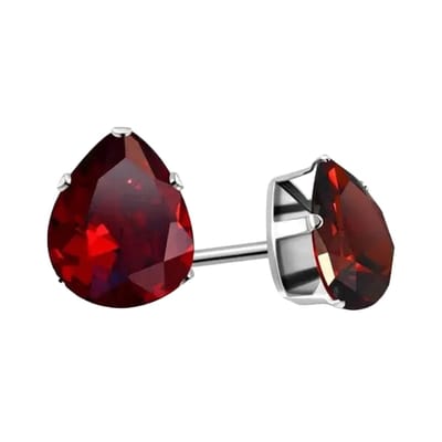 Aramat Jewels | Oorbellen | Zirkonia Druppeloorbellen van Staal | 6x4mm / Rood | |3mm | Staal | Kinderen, Volwassenen | Verkleurd niet
