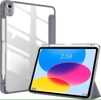 Hoes geschikt voor iPad 2025 hoes Grijs - iPad A16 hoes 11th Generation hoes - iPad 2022 hoes Smart Case met Harde Doorzichtige Achterkant en Pencil Slot