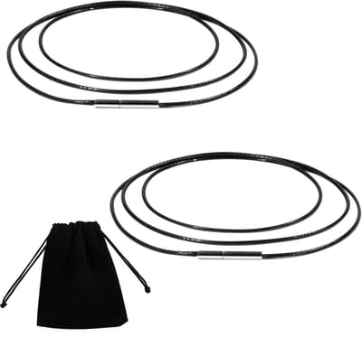 Byshayne- Halsketting Waterdicht - 2 Stuks - Leren Band - Gevlochten Design - Roestvrij Staal Sluiting - Elegant en Modern - Ketting
