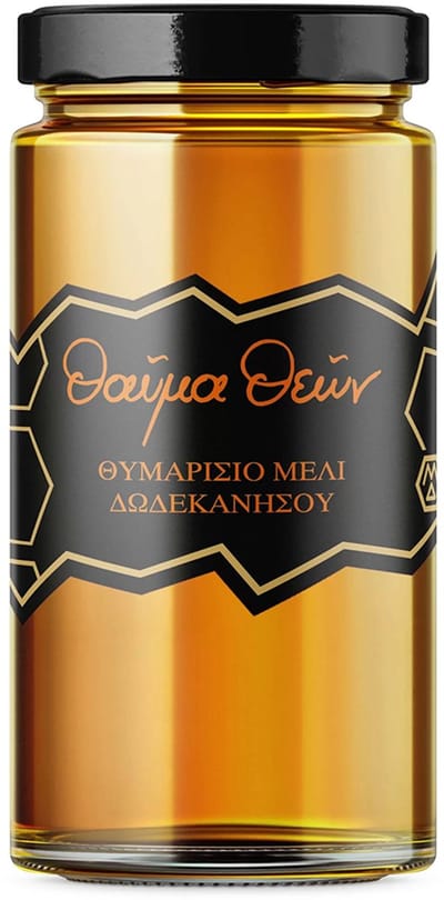 Melissokomiki Dodecanese Natural Thyme Honey Miracle of Gods – De Meest Bekroonde Griekse Tijmhoning (950g)