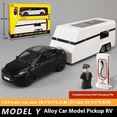 1:24 Model Y Model X Model S Trailer Rv Legering Diecast Metaal Auto Model Gesimuleerd Speelgoed Voertuig Collecties Hobby Verjaardagscadeaus Jongen white