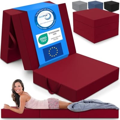 Opvouwbaar Vouwmatras 90 x 200 cm - Extra Dik 15 cm, Wasbaar en Draagbaar Logeermatras voor Volwassenen