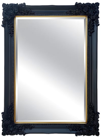 Vente-unique Spiegel ATALYA met lijstwerk - Eukalyptushout - H.109 cm - Zwart