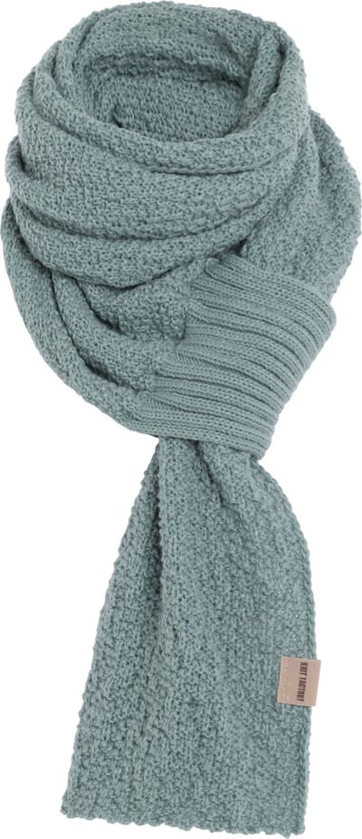 Knit Factory Haze Gebreide Sjaal Dames & Heren - Langwerpige sjaal - Rechte sjaal - Sjaal met eenvoudig knoopstuk - Stone Green - Groengrijs - 200x50 cm