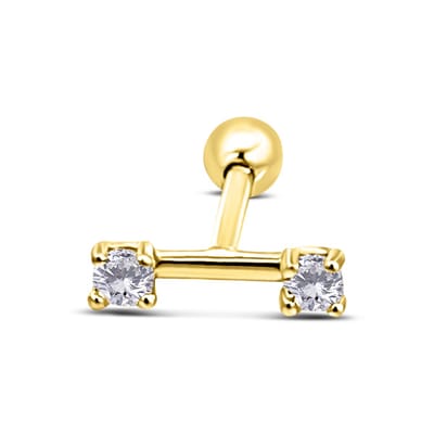 New Bling 9NBSAM-G230348 Gouden Piercing - Zirkonia - 2,2x8,5mm - 10,8mm Totaal Lengte Piercing - 14 Karaat - Goud