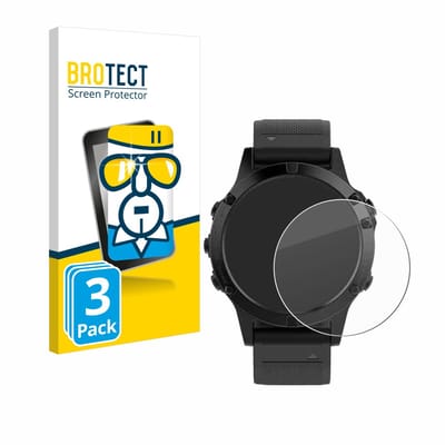 BROTECT - Glas Screenprotector voor Garmin fenix 5 (47 mm) / 5 Plus (47 mm) - Gehard Beschermglas 9H 3 Stuks