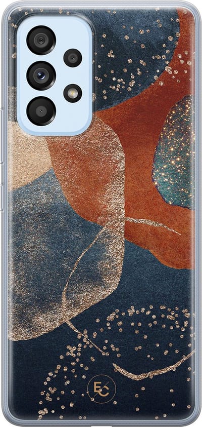 Hoesje geschikt voor Samsung Galaxy A53 - Abstract Terracotta - Soft Case - TPU - Print - Blauw - ELLECHIQ