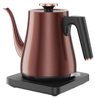 Vintage waterkoker 1 liter met automatische uitschakeling - 1000 W, kookt water in 4 minuten, roestvrij staal en koperen afwerking