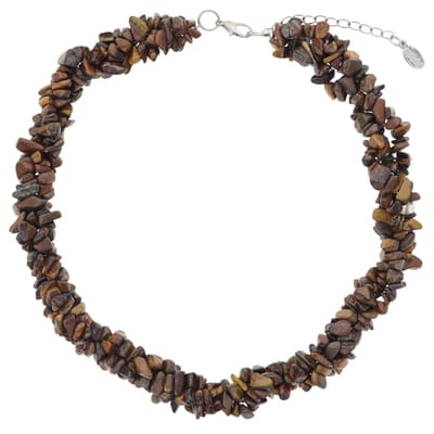 Behave – Ketting – Donkerbruin – Zilverkleurig – Halfedelsteen – Nikkelvrij – Geschenkverpakking
